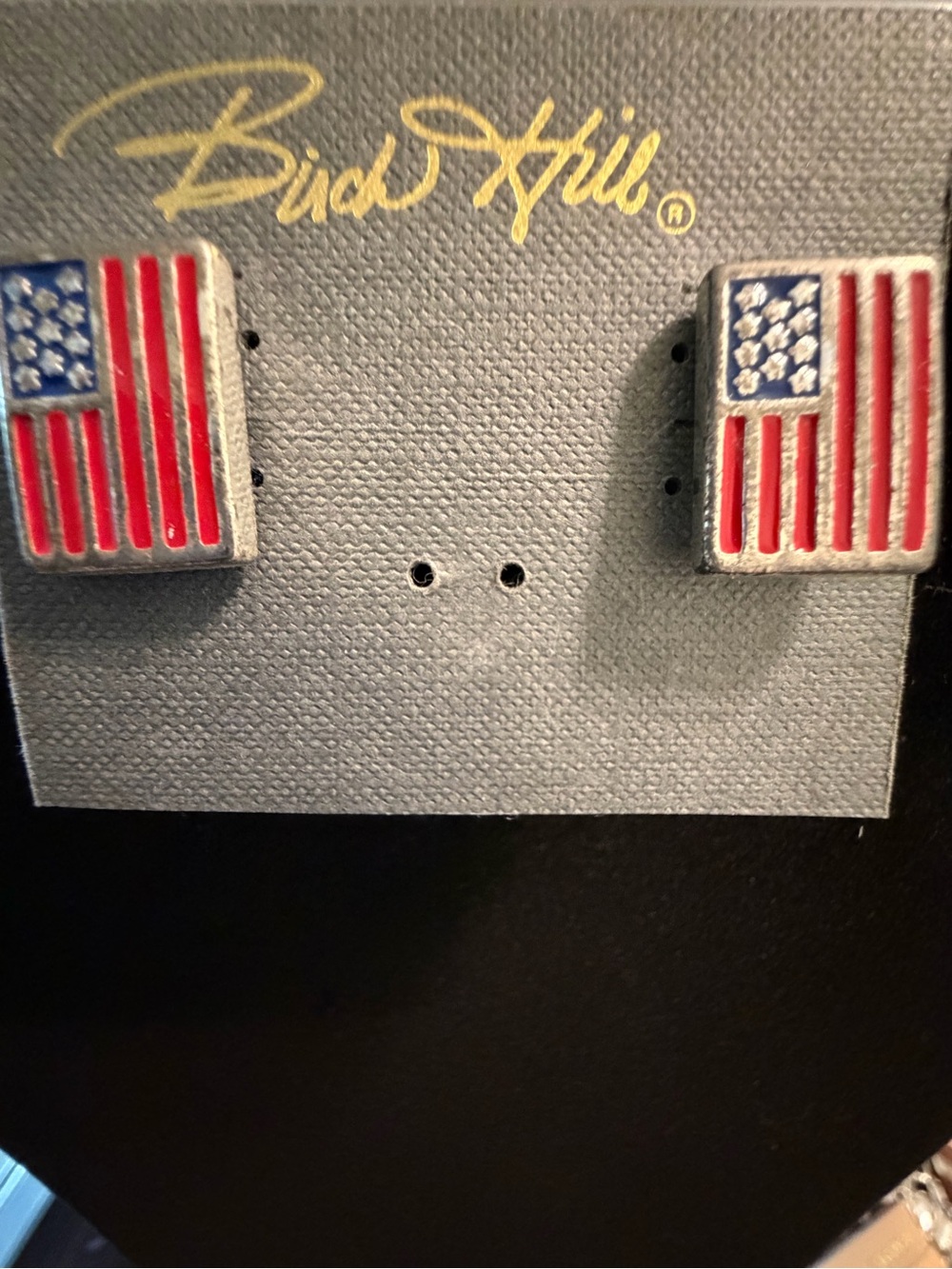 BirdHill American Flag Rectangle Stud Earrings - Red, White & Blue